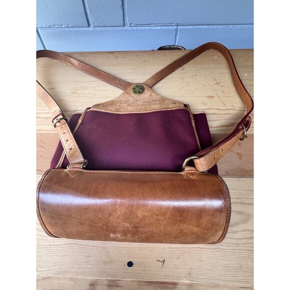 Dooney & Bourke AWL Crossbody Bag Burgundy Purple Leather Trim USA Vintage 11x9 main image 8
